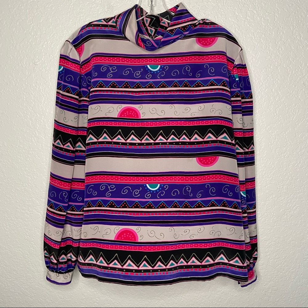 Vintage 80s Loubella California Mock Neck Blouse